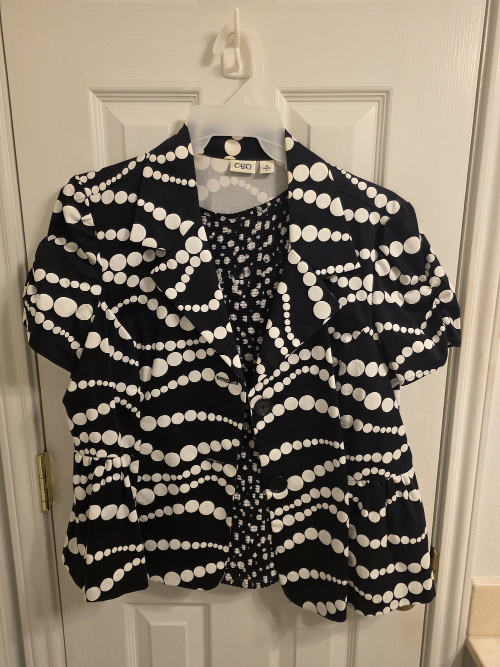 Cato Black & White Dot Print Short Sleeve Blazer and Tank Set Size XL
